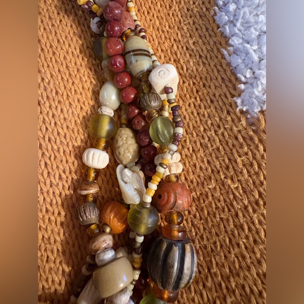 Vintage Multi-Strand Twisted Beaded Necklace Boho Statement - Picture 3 of 5